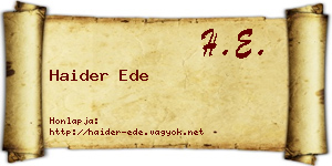Haider Ede névjegykártya